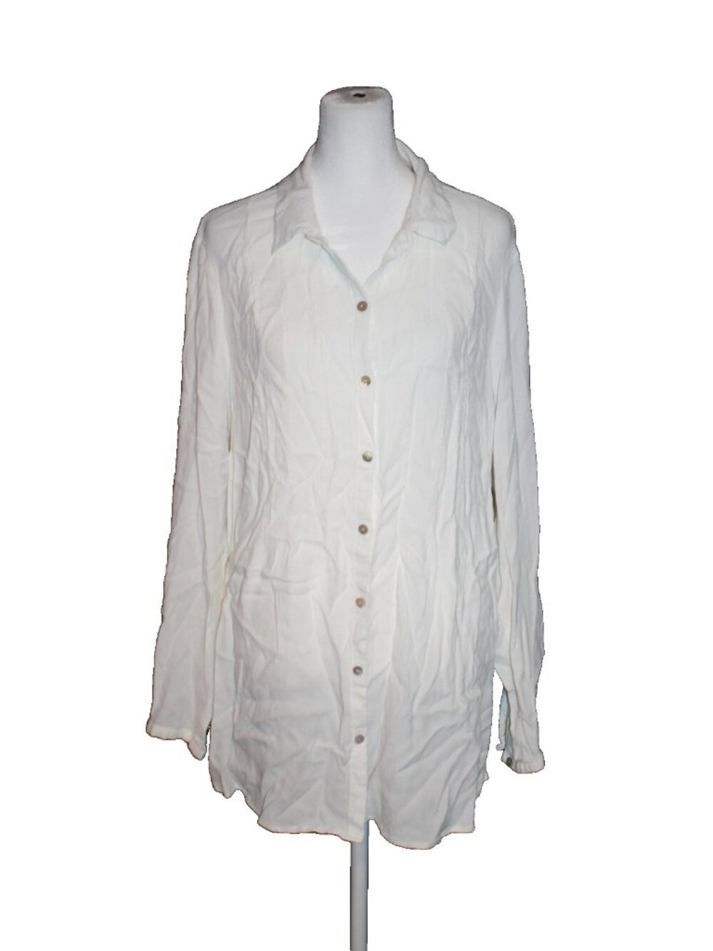 J. Jill Women’s White Collared Textured Long Sleeve Button Front Blouse Size XL